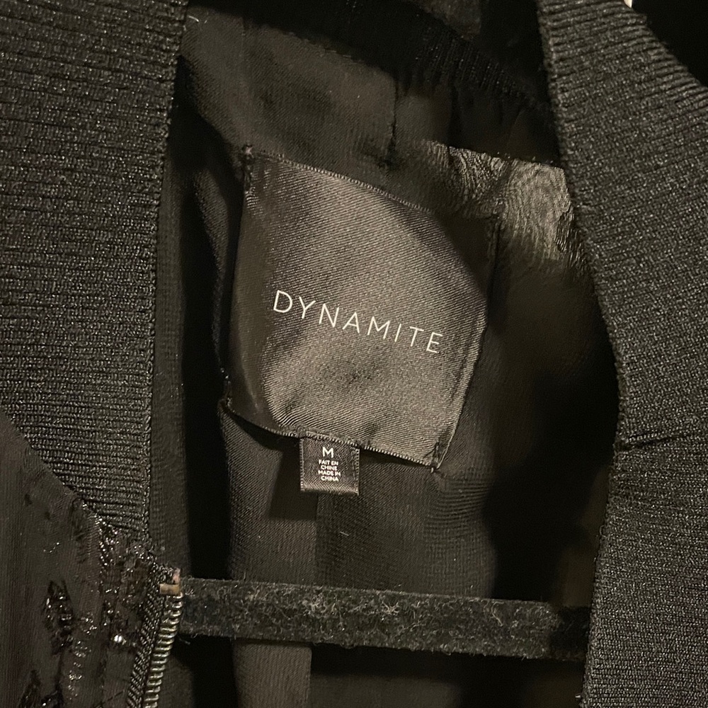Dynamite Shimmering Black Bomber Jacket - Picture 2 of 7